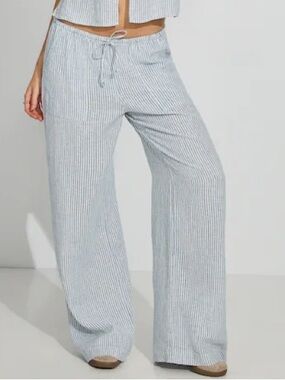 Garage Blue and White Pin- stripe Linen Pants